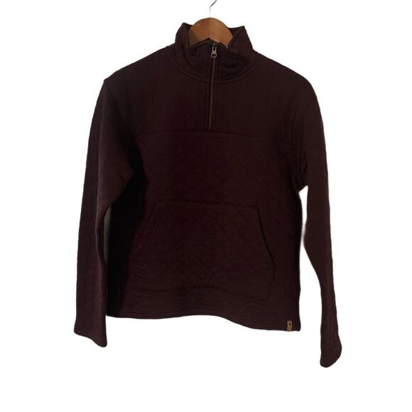 Quilted Half-Zip Pullover in Dark Purple - Picture 2 of 5